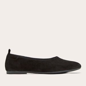 Everlane Women's Ballet Flat in Black Suede, Size 7.5, Leather